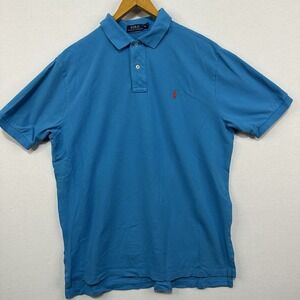 Polo Ralph Lauren XL Polo‎ Shirt Blue W/Red Pony Short Sleeve